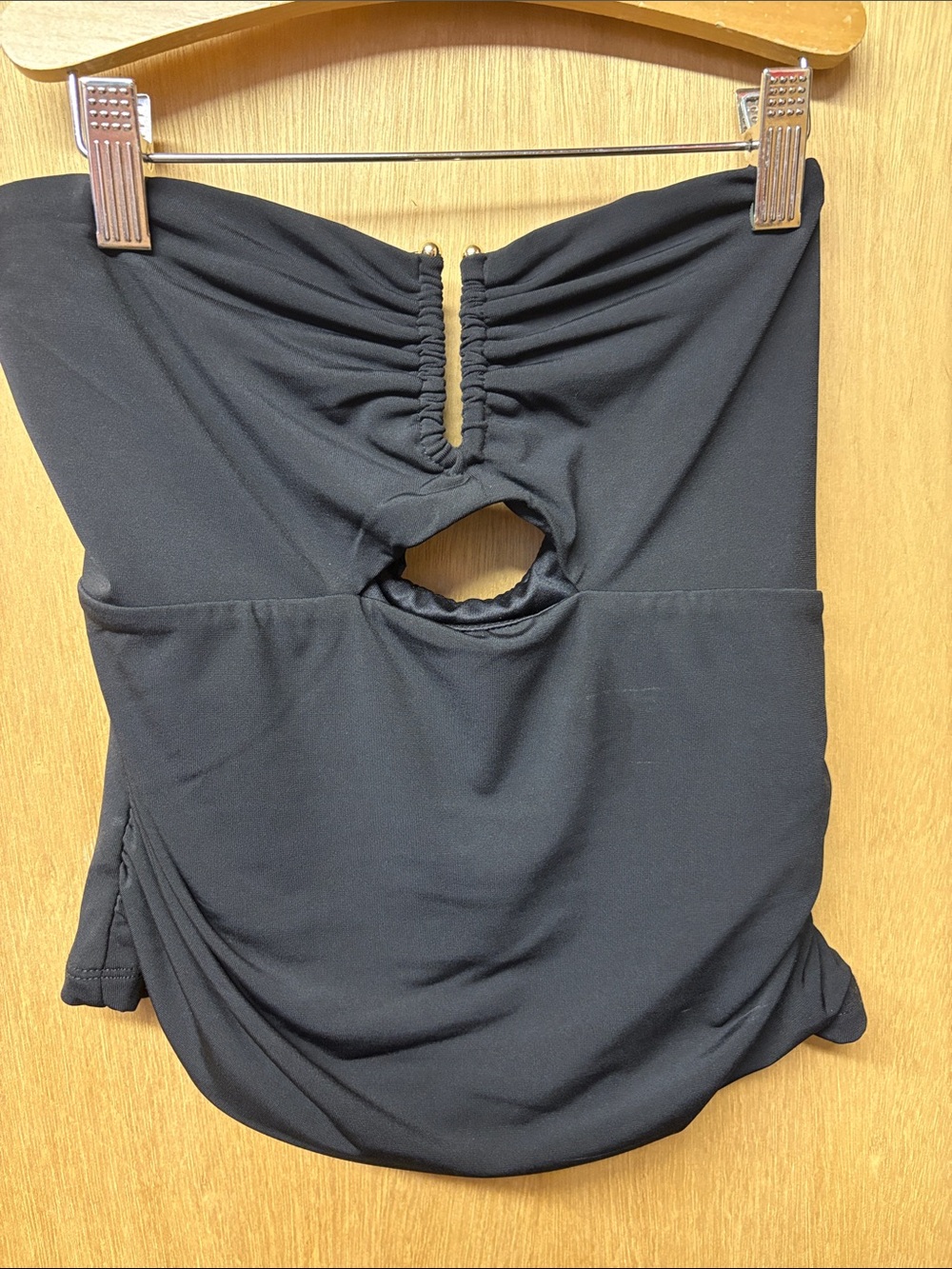 Dynamite Black Strapless Ruched Cutout Tube Top